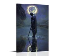 WJHJZQYY His Blade Is Drawn, Yet in The Water, The Knight's Reflection Carries Only A Scroll And A Halo of Light. Décoration murale moderne à suspendre 40 x 60 cm