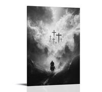 WJHJZQYY In A Dream, The Knight Sees A Sky of Cross Rising from The Clouds And Rides Toward It With Eyes Full of Peace Poster mural décoratif moderne à suspendre 60 x 90 cm
