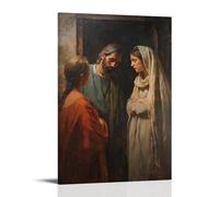 WJHJZQYY Jésus debout entre Martha et Mary, One Busy with Duty, The Other Silent in Awe, As Time Seems to Pause Around Them. Décoration murale moderne à suspendre 40 x 60 cm
