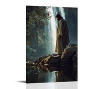 WJHJZQYY Jesus Stands behind A Waterfall, But Only His Reflection Steps Out Into The River Below. Poster mural décoratif moderne à suspendre 20 x 30 cm