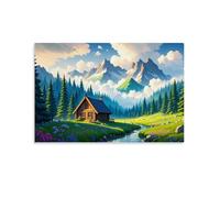 WJHJZQYY Peaceful Alpine Retreat Décoration murale moderne à suspendre 30 x 45 cm