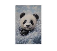 WJHJZQYY Peinture à l'huile animale d'un panda regardant hors d'une baignoire montagne de bulles, yeux larges et scintillants. Décoration murale moderne à suspendre, poster d'art 20 x 30 cm