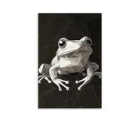 WJHJZQYY Portrait de grenouille géométrique élégamment défini par des lignes géométriques douces sur un fond solide. Décoration murale moderne à suspendre 30 x 45 cm