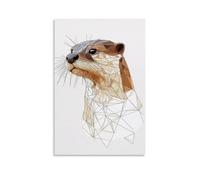 WJHJZQYY Portrait géométrique de loutre élégamment défini par des lignes abstraites lisses sur fond solide et décoratif. Poster mural moderne à suspendre 50 x 75 cm