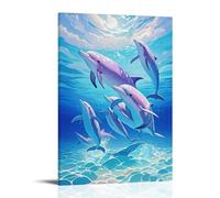 WJHJZQYY Poster animal d'un troupeau de dauphins dans l'océan Décoration murale moderne à suspendre 60 x 90 cm