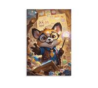 WJHJZQYY Poster d'art avec panda rouge dans des lunettes bleues pour enseigner et enfants - Décoration murale moderne à suspendre - 60 x 90 cm