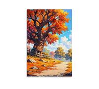WJHJZQYY Poster de paysage d'un chemin qui coule à travers une forêt d'automne avec feuillage coloré - Décoration murale moderne à suspendre - 20 x 30 cm