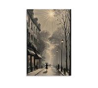 WJHJZQYY Poster de paysage d'une scène de rue avec des gens qui marchent, vélos le long de la passerelle - Décoration murale moderne à suspendre - 50 x 75 cm