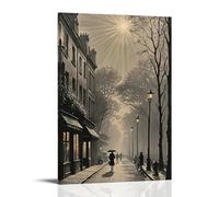 WJHJZQYY Poster de paysage d'une scène de rue avec des gens qui marchent, vélos le long de la passerelle - Décoration murale moderne à suspendre - 40 x 60 cm