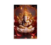 WJHJZQYY Poster God of Wisdom avec couronne dorée et fleur de lotus - Décoration murale moderne à suspendre - 40 x 60 cm