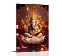 WJHJZQYY Poster God of Wisdom avec couronne dorée et fleur de lotus - Décoration murale moderne à suspendre - 20 x 30 cm