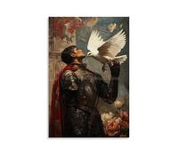 WJHJZQYY Poster mural décoratif moderne à suspendre « A Dove Lands on The Knight's Shoulder As He Kneels Before Judgment » - 20 x 30 cm