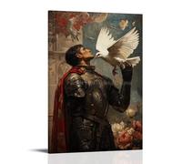 WJHJZQYY Poster mural décoratif moderne à suspendre « A Dove Lands on The Knight's Shoulder As He Kneels Before Judgment » (30 x 45 cm)