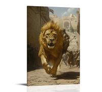 WJHJZQYY Poster mural décoratif moderne à suspendre A Golden Lion Carries Mary Through The Ash Streets of Jericho 50 x 75 cm