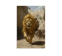 WJHJZQYY Poster mural décoratif moderne à suspendre A Golden Lion Carries Mary Through The Ashfilled Streets of Jericho 40 x 60 cm