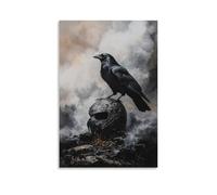 WJHJZQYY Poster mural décoratif moderne à suspendre avec inscription « A Crow Pecks at The Knight's Helmet Left on A Battlefield Altar Around by Smoke And Silence » (60 x 90 cm)