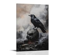WJHJZQYY Poster mural décoratif moderne à suspendre avec inscription « A Crow Pecks at The Knight's Helmet Left on A Battlefield Altar Around by Smoke And Silence » (60 x 90 cm)