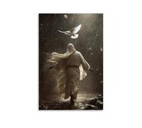 WJHJZQYY Poster mural décoratif moderne à suspendre avec inscription « A Dove Flies through Stormlight As Jesus Walks Toward The Cross His Robe Catching The Wind Like Wings » 30 x 45 cm