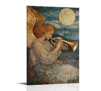 WJHJZQYY Poster mural décoratif moderne à suspendre avec inscription « A Golden Trompet Rests on The Lap of A Resting Angel, Its Sound Echoing Across Distant Hills » (40 x 60 cm)