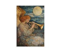 WJHJZQYY Poster mural décoratif moderne à suspendre avec inscription « A Golden Trompet Rests on The Lap of A Resting Angel, Its Sound Echoing Across Distant Hills » (40 x 60 cm)