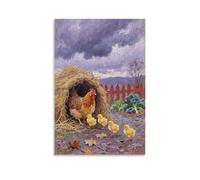WJHJZQYY Poster mural décoratif moderne à suspendre avec inscription « A Hen Before The Heavy Rain Leading Chicks Into The Chicken Coop » (60 x 90 cm)