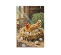 WJHJZQYY Poster mural décoratif moderne à suspendre avec inscription « A Hen in The Chicken Coop, quietly incubating eggs » (60 x 90 cm)