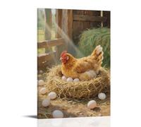 WJHJZQYY Poster mural décoratif moderne à suspendre avec inscription « A Hen in The Chicken Coop, quietly incubating eggs » (60 x 90 cm)