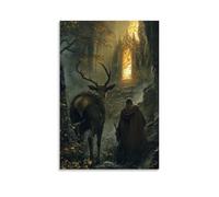 WJHJZQYY Poster mural décoratif moderne à suspendre avec inscription « A Stag Leads A Knight through A Maze of Thorns to An Altar Bathed in Golden Fire » (30 x 45 cm)