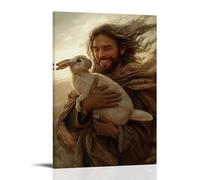 WJHJZQYY Poster mural décoratif moderne à suspendre avec inscription « As A Storm Looms, Jesus lifts A Trembling Hare Into His Cape And Smiles Softly Into The Rising Wind » 20 x 30 cm