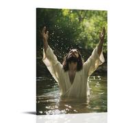 WJHJZQYY Poster mural décoratif moderne à suspendre avec inscription « As Jesus Raises His Arms to The Sky The River Mirrors Him As If The Water Remembers Eden. » 50 x 75 cm