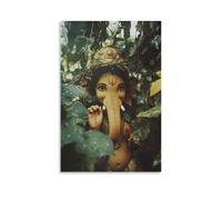 WJHJZQYY Poster mural décoratif moderne à suspendre avec inscription « As Morning Light Filters through the Canopy », Ganesh Smiles Through Vines at A Curious Child. 20 x 30 cm