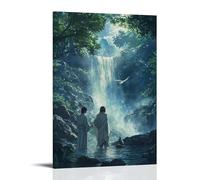 WJHJZQYY Poster mural décoratif moderne à suspendre avec inscription « John the Baptist Baptizing Jesus in the River Jordan, As The Heavens Part And A Radiant Dove Descends upon The Scene » (30 x 45