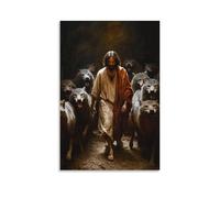 WJHJZQYY Poster mural décoratif moderne à suspendre Jesus Walks Barefoot through A Den of Jackals, Yet Not One Bares Its Teeth. 40 x 60 cm