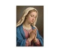 WJHJZQYY Poster mural décoratif moderne à suspendre Marie avec chapelet et prier en silence 30 x 45 cm