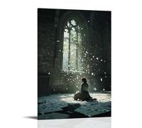 WJHJZQYY Poster mural décoratif moderne à suspendre Motif A Widow Kneels Alone in A Stone Chapel And Petals Fall through A Hole in The Roof Like Quiet Grace 30 x 45 cm