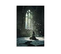 WJHJZQYY Poster mural décoratif moderne à suspendre Motif A Widow Kneels Alone in A Stone Chapel And Petals Fall through A Hole in The Roof Like Quiet Grace 20 x 30 cm