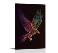 WJHJZQYY Silhouette d'aigle géométrique dynamique dans des lignes multicolores lisses sur fond minimaliste - Décoration murale moderne à suspendre - 30 x 45 cm