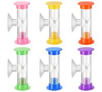 WJIAAA Lot de 6 sabliers colorés de 3 minutes avec ventouse - Pour l'école, le jeu et le bureau (plastique, 71 g, 6 couleurs)