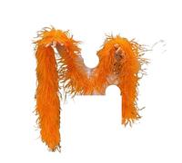 WJIAYAO Boas à plumes Plumes d'autruche Boa multicolore mariage écharpe bricolage artisanat décor à la maison Costume plume garniture casque frange(Orange)