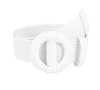 WJIAYAO Ceinture Femme Tissé élastique Paille Herbe Filles Ceinture rétro Femmes été Boucle ardillon Ceintures Mode Femme tressé Large Ceintures(White 1)