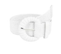 WJIAYAO Ceinture Femme Tissé élastique Paille Herbe Filles Ceinture rétro Femmes été Boucle ardillon Ceintures Mode Femme tressé Large Ceintures(White 2)