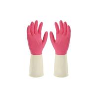 WJIAYAO Gants de nettoyage Gants de nettoyage cuisine durables en caoutchouc imperméables, gants sécurité for la maison, longs vaisselle Latex(Red,M)