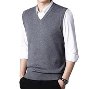 WJIAYAO Gilet tricoté pour Homme Débardeur tricoté for Homme, Pull de Couleur Unie, Gilet décontracté et Chaud, sans Manches for(Gray,4XL)