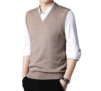 WJIAYAO Gilet tricoté pour Homme Débardeur tricoté for Homme, Pull de Couleur Unie, Gilet décontracté et Chaud, sans Manches for(Khaki,4XL)