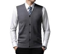 WJIAYAO Gilet tricoté pour Homme Débardeur tricoté Gilet Pull sans Manches for Hommes Pull Débardeurs(Gray,XL)