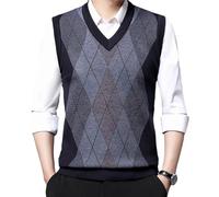 WJIAYAO Gilet tricoté pour Homme Pull épais décontracté for Homme, débardeur, Automne et Hiver, Chaud, Gilet for, Pull sans Manches(Deep Blue,S)