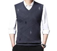 WJIAYAO Gilet tricoté pour Homme Pull épais décontracté for Homme, débardeur, Automne et Hiver, Chaud, Gilet for, Pull sans Manches(Dark Grey,3XL)