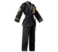 WJIAYAO Kimono de judo Uniforme de Taekwondo noir, costumes de karaté for Arts martiaux, motif de Dragon brodé(S-140CM)
