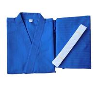 WJIAYAO Kimono de judo Uniforme professionnel d'arts martiaux Dobok Taekwondo, col en v, vêtements d'école de karaté et de Taekwondo(Blue,160)