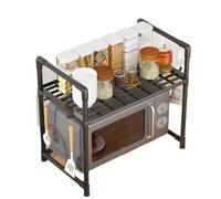 WJIAYAO Support pour Micro-Ondes Étagère de Rangement Cuisine Multicouche for Micro-Ondes, réglable, sur Pied, for Condiments, Four, Accessoire(Black Two Floors)